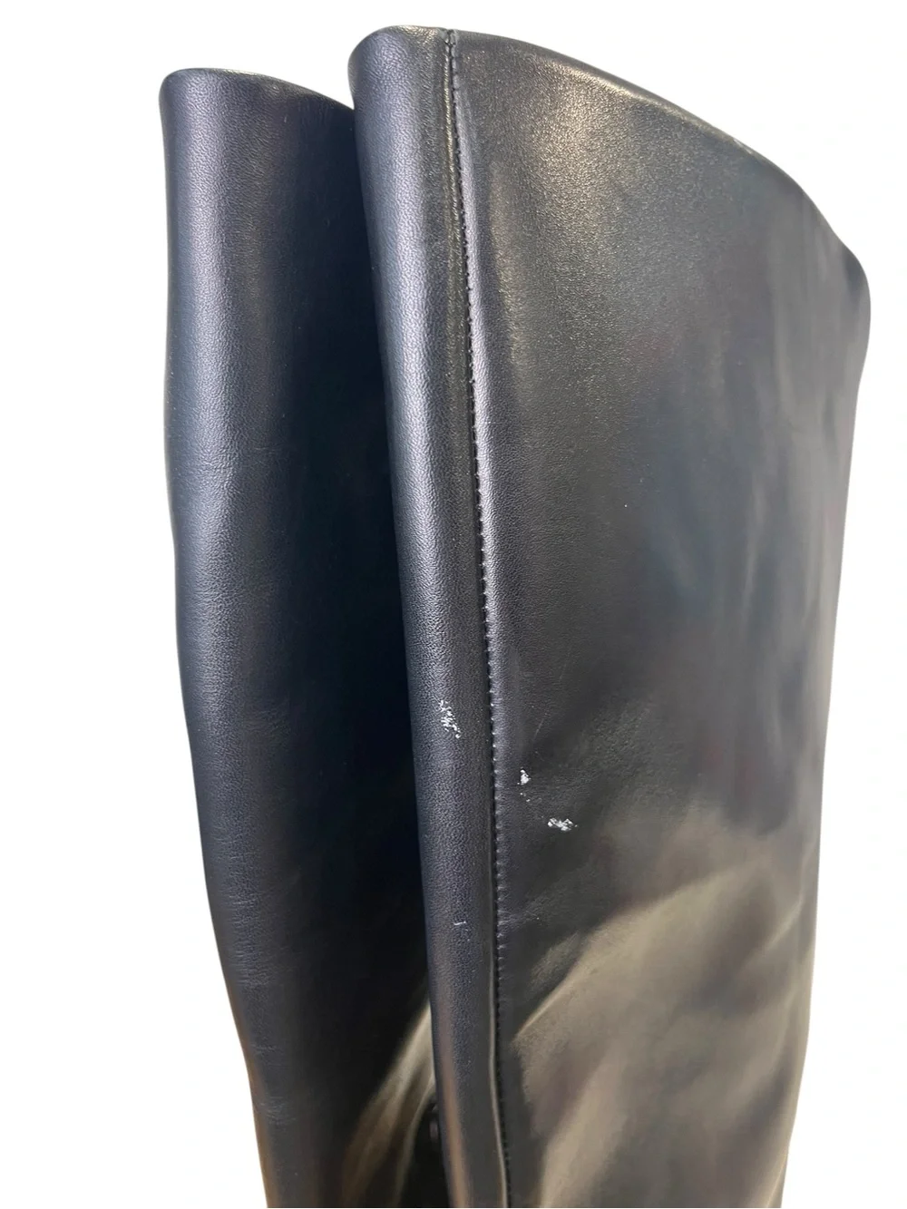 Avellini Black Leather Knee High Boots Pointed Toe Block Heel Italy EU 39